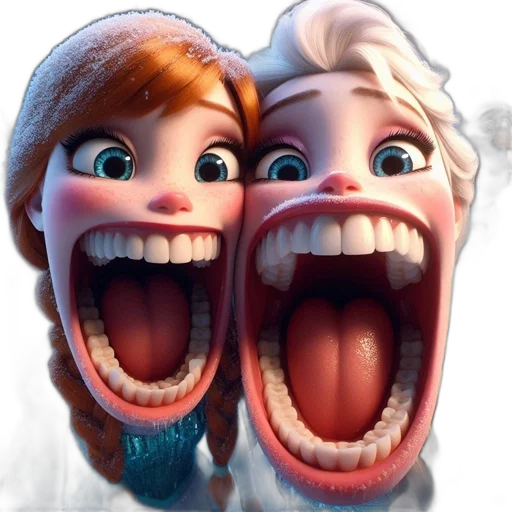 face, 3d render, photorealistic, concept art, cartoon, snow, anna, elsa transparent PNG cut-out