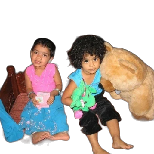 dress, underwater, two, children, sit, couch, stuffed, animal transparent PNG cut-out