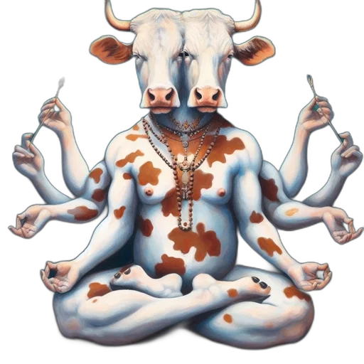animal, jewelry, concept art, anthropomorphic, cowhead, figure, multitudinous, hands transparent PNG cut-out