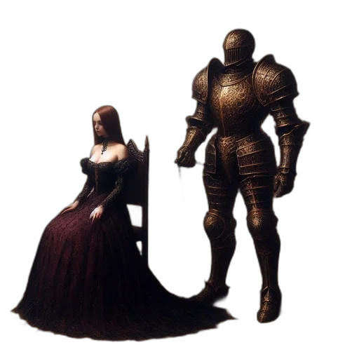 dress, sword, robot, weapon, concept art, fantasy art, 3d render, pixel art transparent PNG cut-out