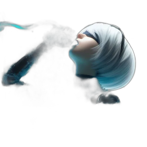 hair, mask, robot, creature, concept art, 3d render, photorealistic, anime transparent PNG cut-out