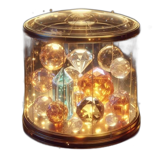jewelry, crown, furniture, 3d render, golden, golden-rimmed, transparent, container transparent PNG cut-out