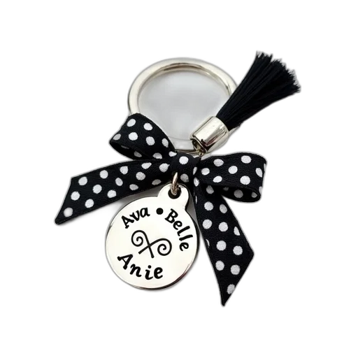 jewelry, monochrome, silver, keychain, black, white, polka, dot transparent PNG cut-out