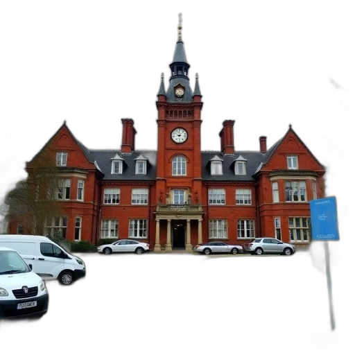 building, staff, car, 3d render, concept art, photorealistic, city street, large transparent PNG cut-out