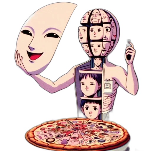 food, face, mask, robot, vaporwave, concept art, pixel art, cartoon transparent PNG cut-out