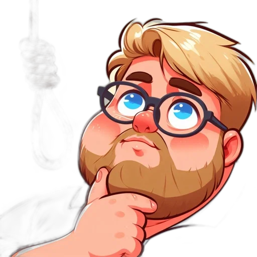 staff, face, cartoon, concept art, pixel art, anime, man, glasses transparent PNG cut-out