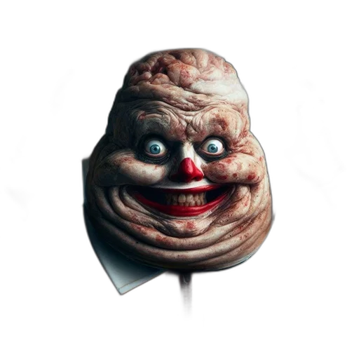 mask, face, creature, hat, 3d render, concept art, photorealistic, unsettling transparent PNG cut-out