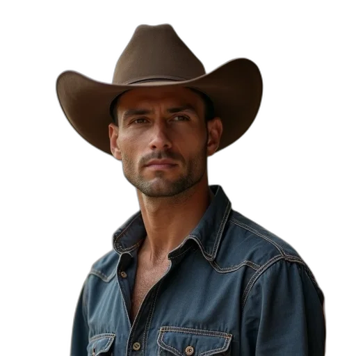 hat, jacket, animal, staff, photorealistic, man, wearing, cowboy transparent PNG cut-out