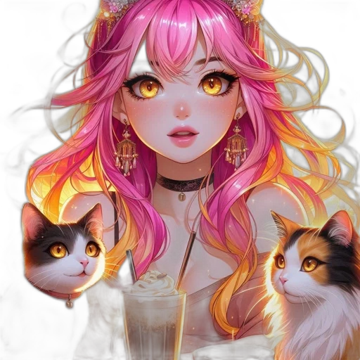 fantasy art, anime, concept art, photorealistic, pastel, colorful, golden, neon transparent PNG cut-out