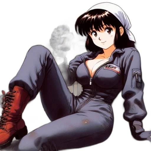 jacket, weapon, anime, concept art, cartoon, pixel art, animated, woman transparent PNG cut-out
