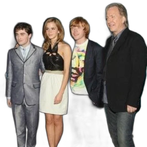 staff, four, individuals, pose, together, front, movie, poster transparent PNG cut-out