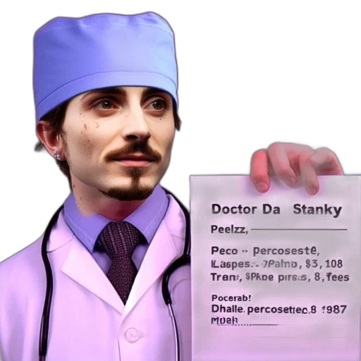 staff, concept art, vaporwave, cartoon, comically, portrayed, doctor, named transparent PNG cut-out