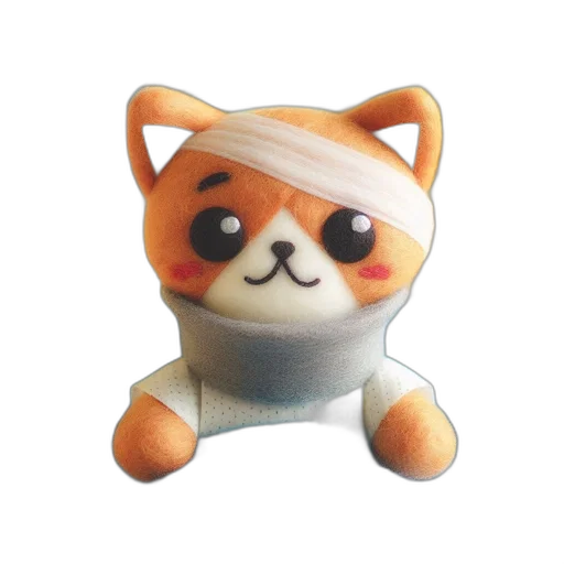 staff, animal, creature, 3d render, concept art, plush, cat, toy transparent PNG cut-out