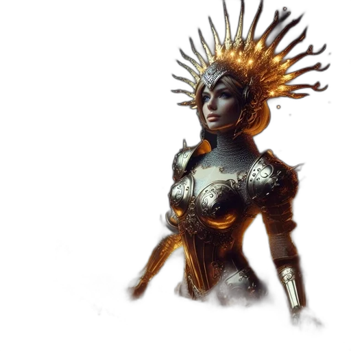 crown, jewelry, staff, concept art, fantasy art, 3d render, comic book art, outer space transparent PNG cut-out