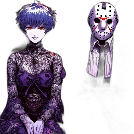 mask, dress, concept art, fantasy art, pixel art, anime, dark, blue transparent PNG cut-out