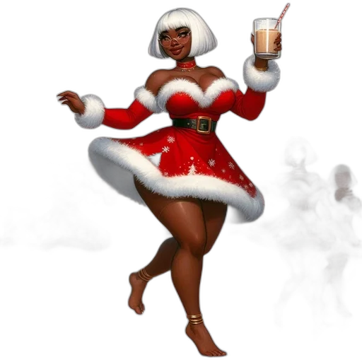 concept art, 3d render, festive, scene, features, animated, women, santa transparent PNG cut-out