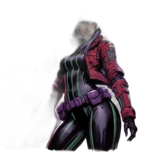 jacket, weapon, robot, staff, concept art, comic book art, cyberpunk, 3d render transparent PNG cut-out