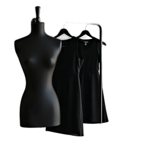 dress, jacket, jewelry, 3d render, concept art, dark, monochrome, black transparent PNG cut-out
