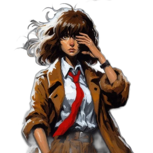 jacket, hair, face, mask, comic book art, concept art, anime, photorealistic transparent PNG cut-out