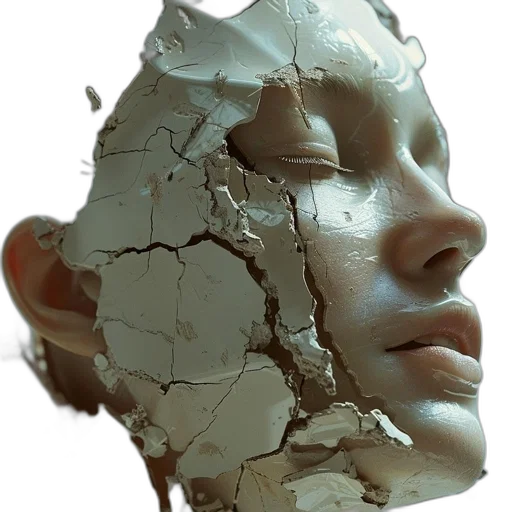 mask, face, robot, crown, photorealistic, 3d render, concept art, cyberpunk transparent PNG cut-out