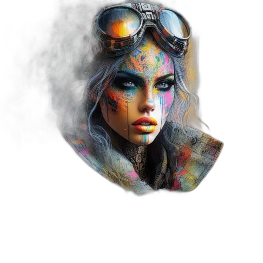 mask, face, jewelry, jacket, fantasy art, photorealistic, concept art, watercolor transparent PNG cut-out