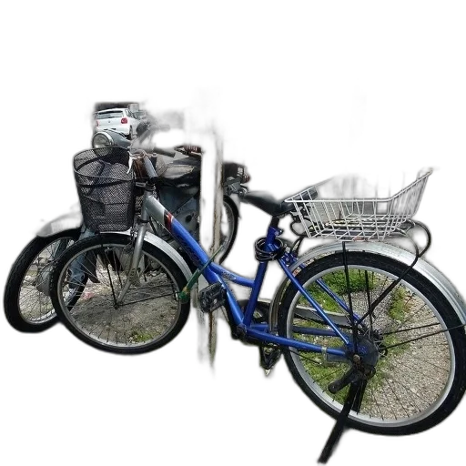 3d render, photorealistic, concept art, bicycles, parked, next, sign, lorong transparent PNG cut-out