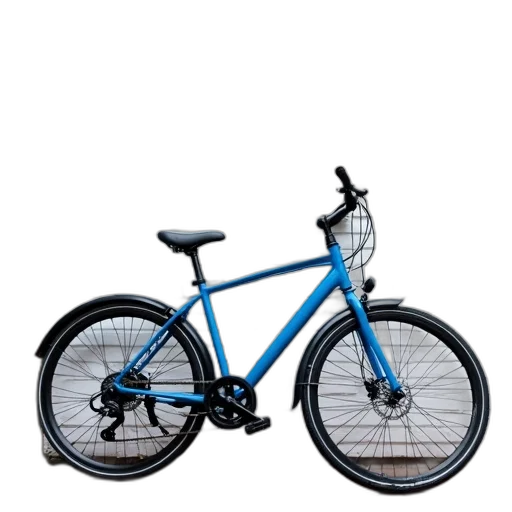 photorealistic, 3d render, blue, bicycle, black, seat, handlebars, parked transparent PNG cut-out