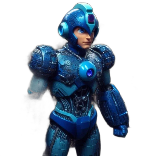 robot, 3d render, concept art, comic book art, blue, lab, setting, scientist transparent PNG cut-out