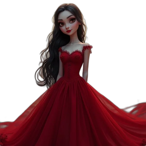 dress, fantasy art, concept art, 3d render, cartoon, red, dark, vampire transparent PNG cut-out