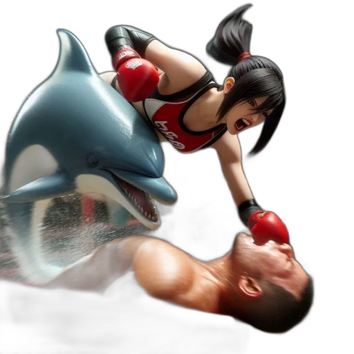 concept art, photorealistic, 3d render, comic book art, underwater, inside, boxing, ring transparent PNG cut-out