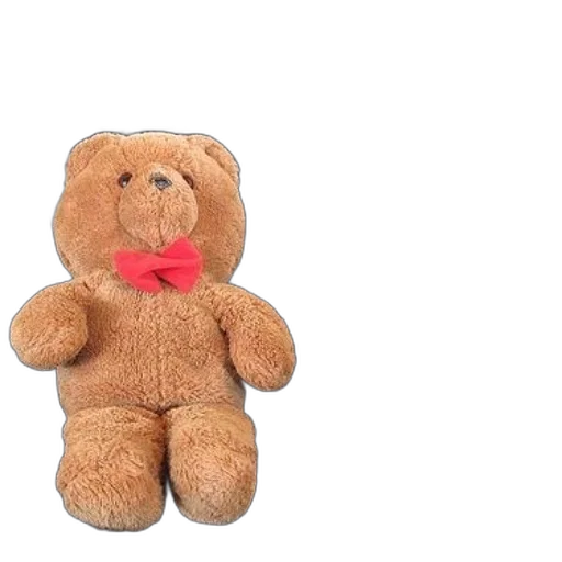 brown, teddy, bear, red, bow, tie, sits, black transparent PNG cut-out
