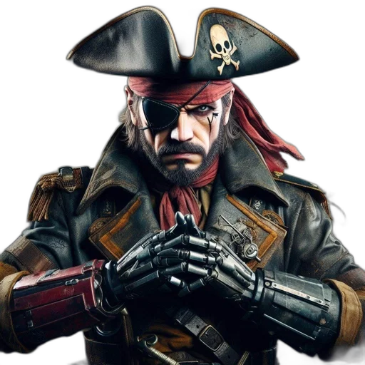 weapon, concept art, photorealistic, comic book art, fantasy art, pirate, wearing, tricorn transparent PNG cut-out