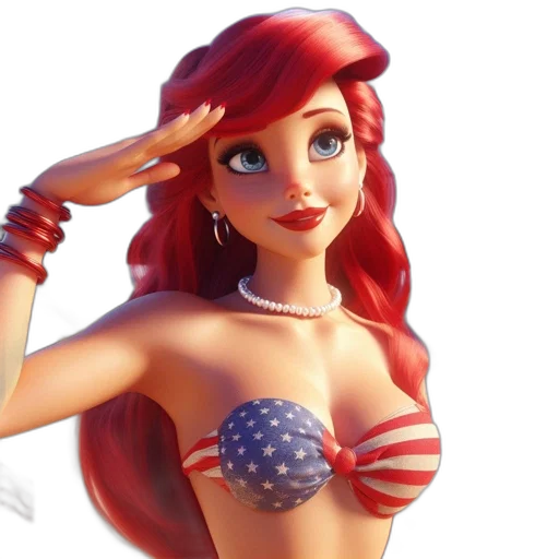 3d render, cartoon, concept art, comic book art, animated, figure, wearing, flag-adorned transparent PNG cut-out