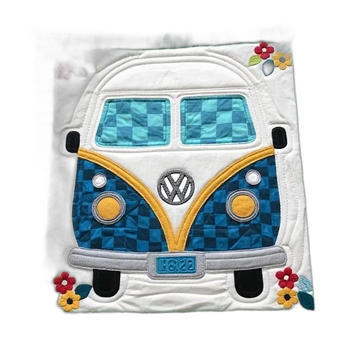 car, patchwork, quilt, camper, van, design, laid, out transparent PNG cut-out