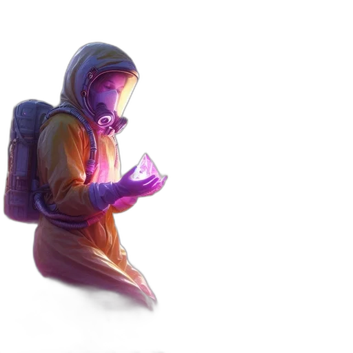 jacket, dress, mask, face, concept art, cyberpunk, 3d render, pixel art transparent PNG cut-out