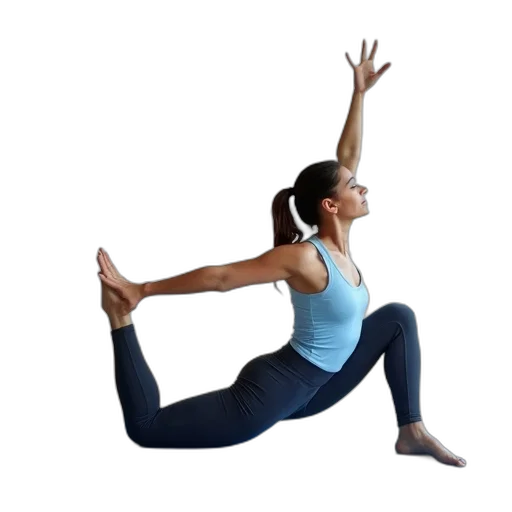 young, woman, doing, yoga, exercises, blue, mat, stock transparent PNG cut-out