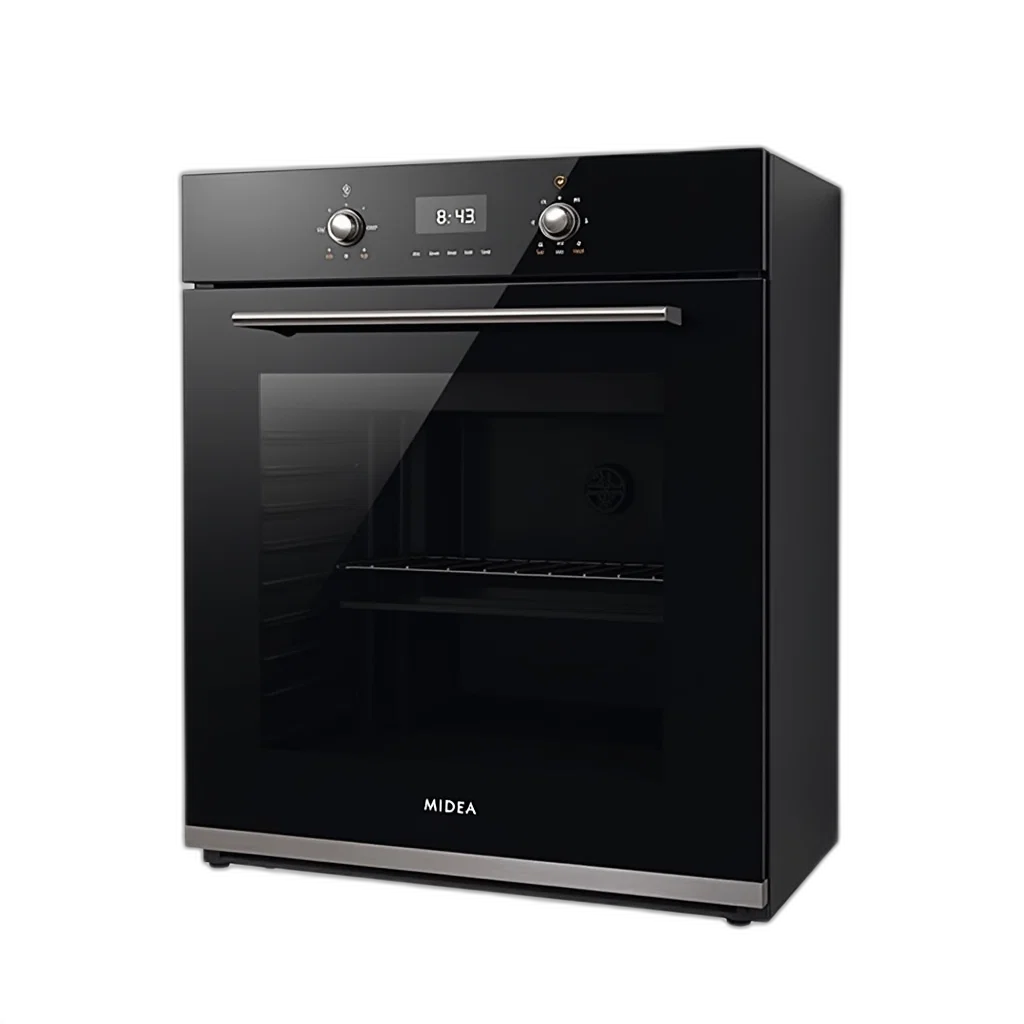 3d render, sleek, modern, black, oven, digital, display, touch transparent PNG cut-out