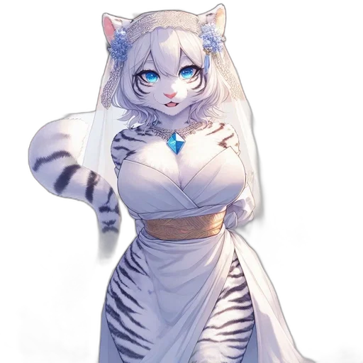 dress, staff, animal, jewelry, anime, fantasy art, pixel art, concept art transparent PNG cut-out