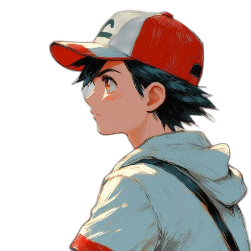 hat, face, jacket, concept art, pixel art, anime, watercolor, red transparent PNG cut-out