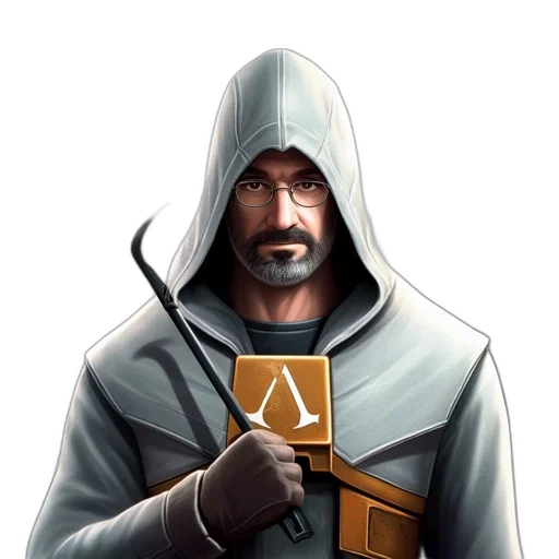 staff, sword, jacket, weapon, concept art, fantasy art, pixel art, comic book art transparent PNG cut-out