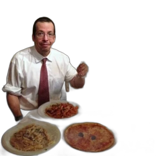 food, staff, man, white, shirt, red, tie, holding transparent PNG cut-out