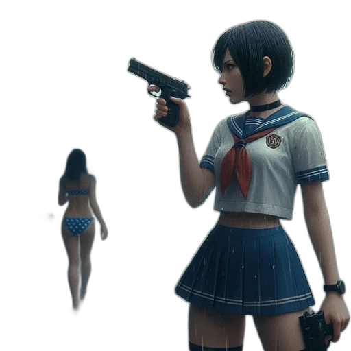 weapon, dress, creature, robot, concept art, anime, 3d render, comic book art transparent PNG cut-out