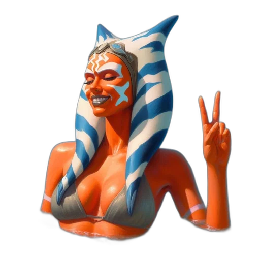 mask, fantasy art, concept art, 3d render, pixel art, woman, orange, skin transparent PNG cut-out