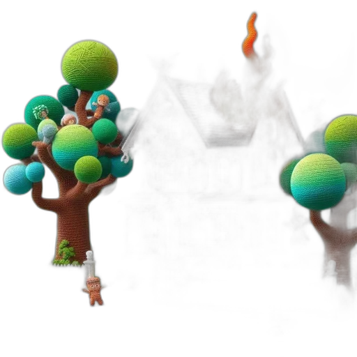 tree, crown, 3d render, concept art, pixel art, fantasy art, forest, fog transparent PNG cut-out