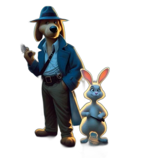 staff, concept art, 3d render, cartoon, fog, two, animated, characters transparent PNG cut-out