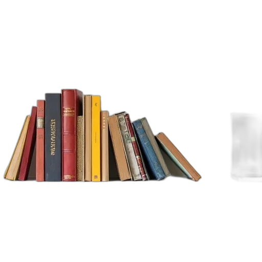 furniture, sword, photorealistic, 3d render, collection, various, books, neatly transparent PNG cut-out
