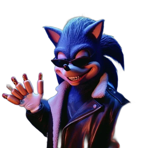 animal, creature, jacket, mask, 3d render, concept art, blue, sonic transparent PNG cut-out