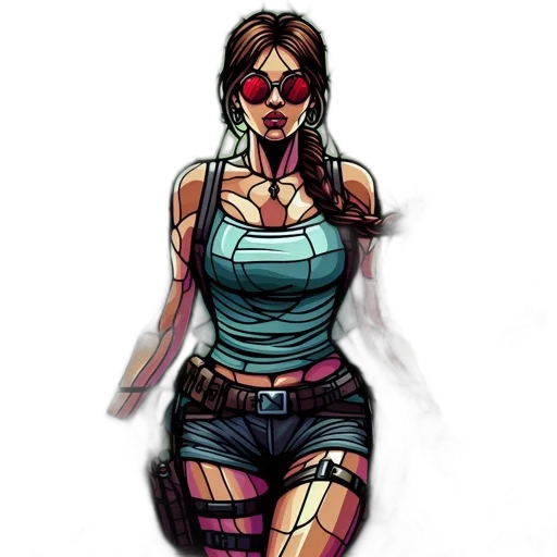 comic book art, concept art, cyberpunk, pixel art, neon lights, neon, red, dark transparent PNG cut-out