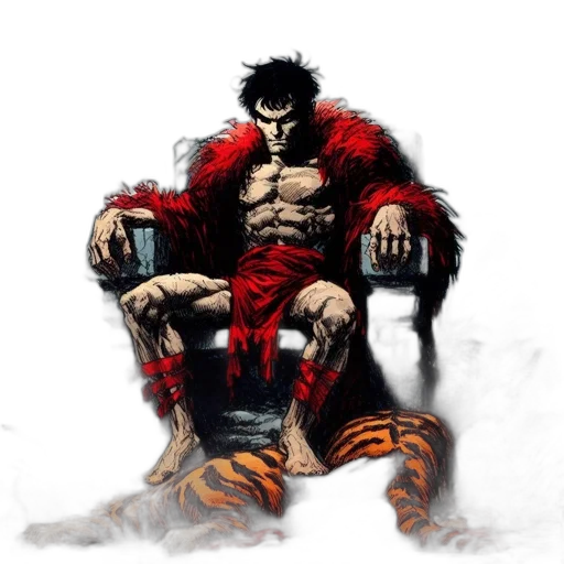 animal, comic book art, concept art, fantasy art, pixel art, red, muscular, man transparent PNG cut-out