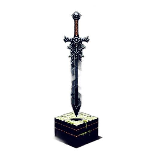 sword, weapon, staff, crown, fantasy art, concept art, 3d render, pixel art transparent PNG cut-out